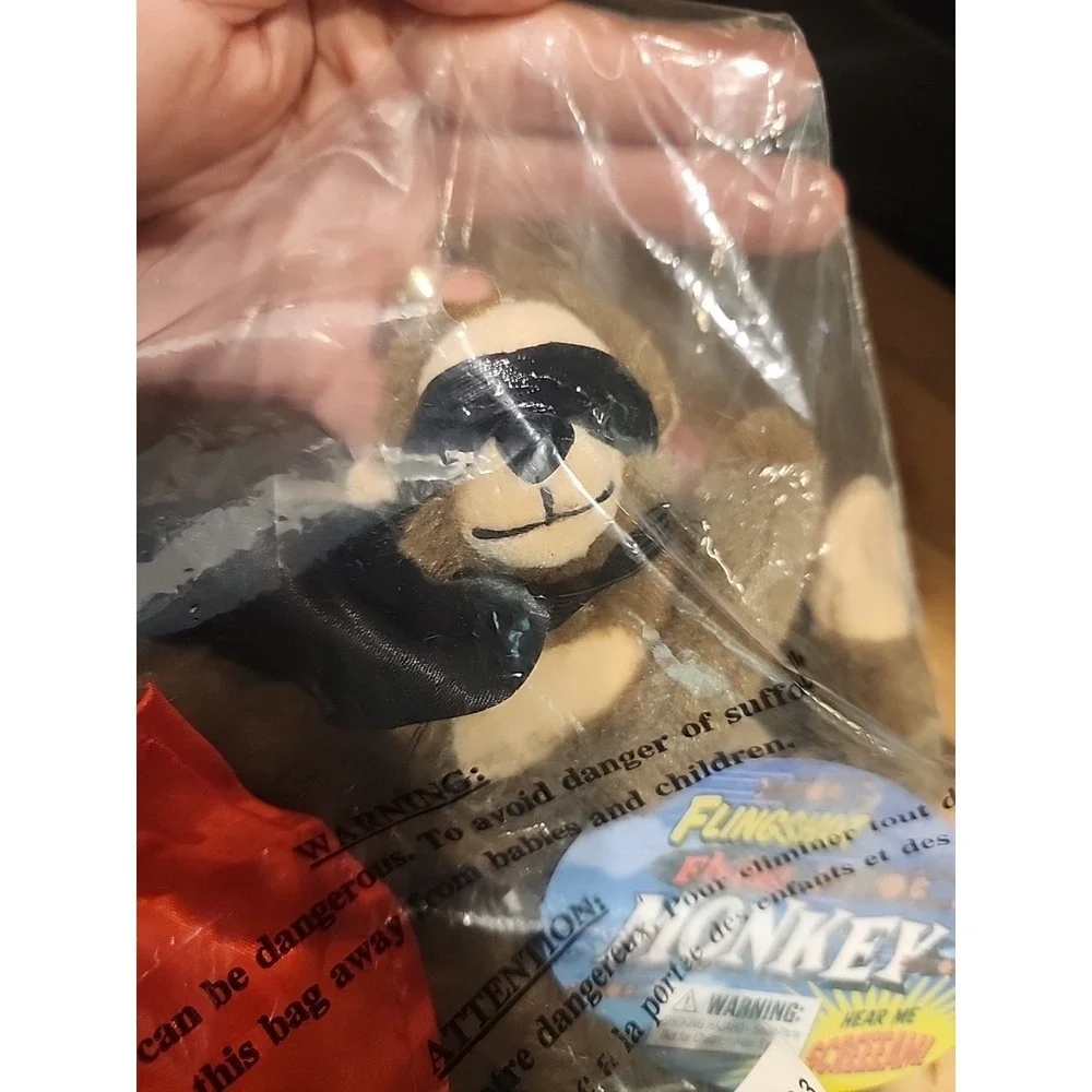 NEW Set Of 3 Flingshot Flying‎ Monkey Plush 2006 Red, Blue & Black Sealed